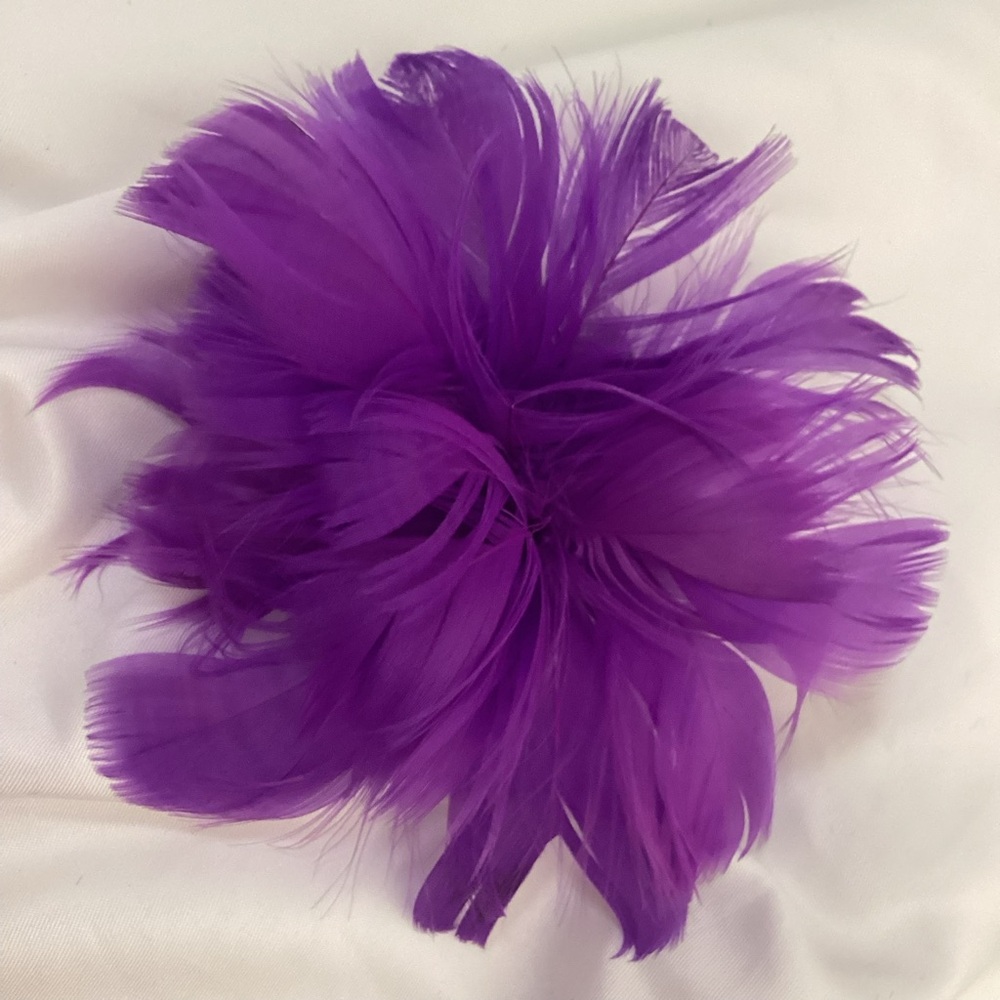 Petite Purple violet Feather Fascinator Hair Clip, brooch pin. Hat clip